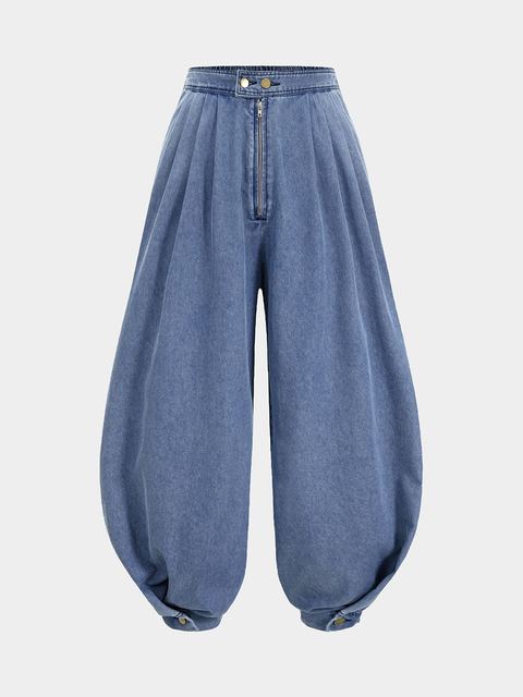 Item No. 07 — Blue balloon-leg denim pants