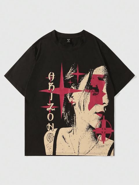Item No. 16 — Black tee with a portrait graphic